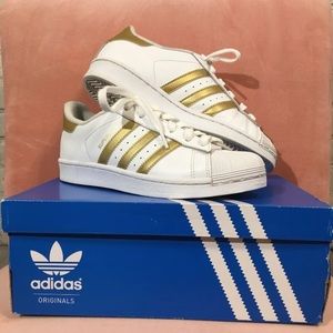 Gold Adidas Superstar Sneakers
